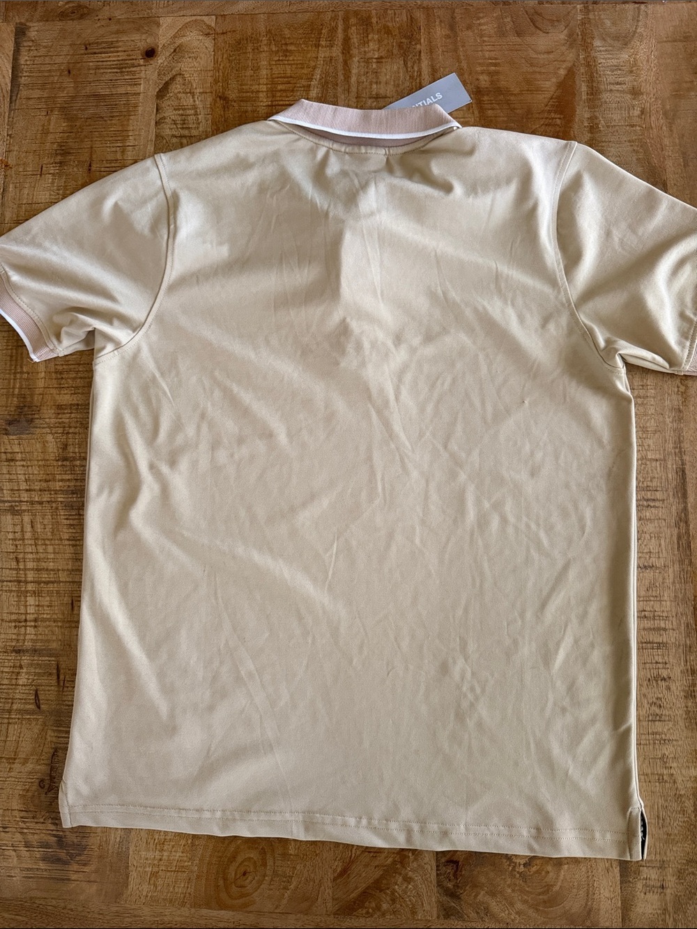 ESSENTIALS Men’s Light Beige Polo with Contrast Trim - Picture 3 of 5